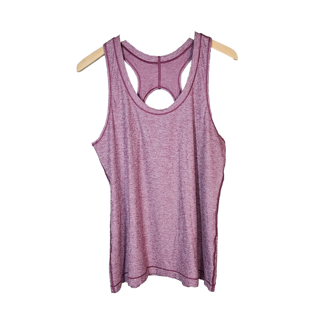 Athleta XL Heather Berry Racerback Tank Open Back Cutout Polyester Spandex Top